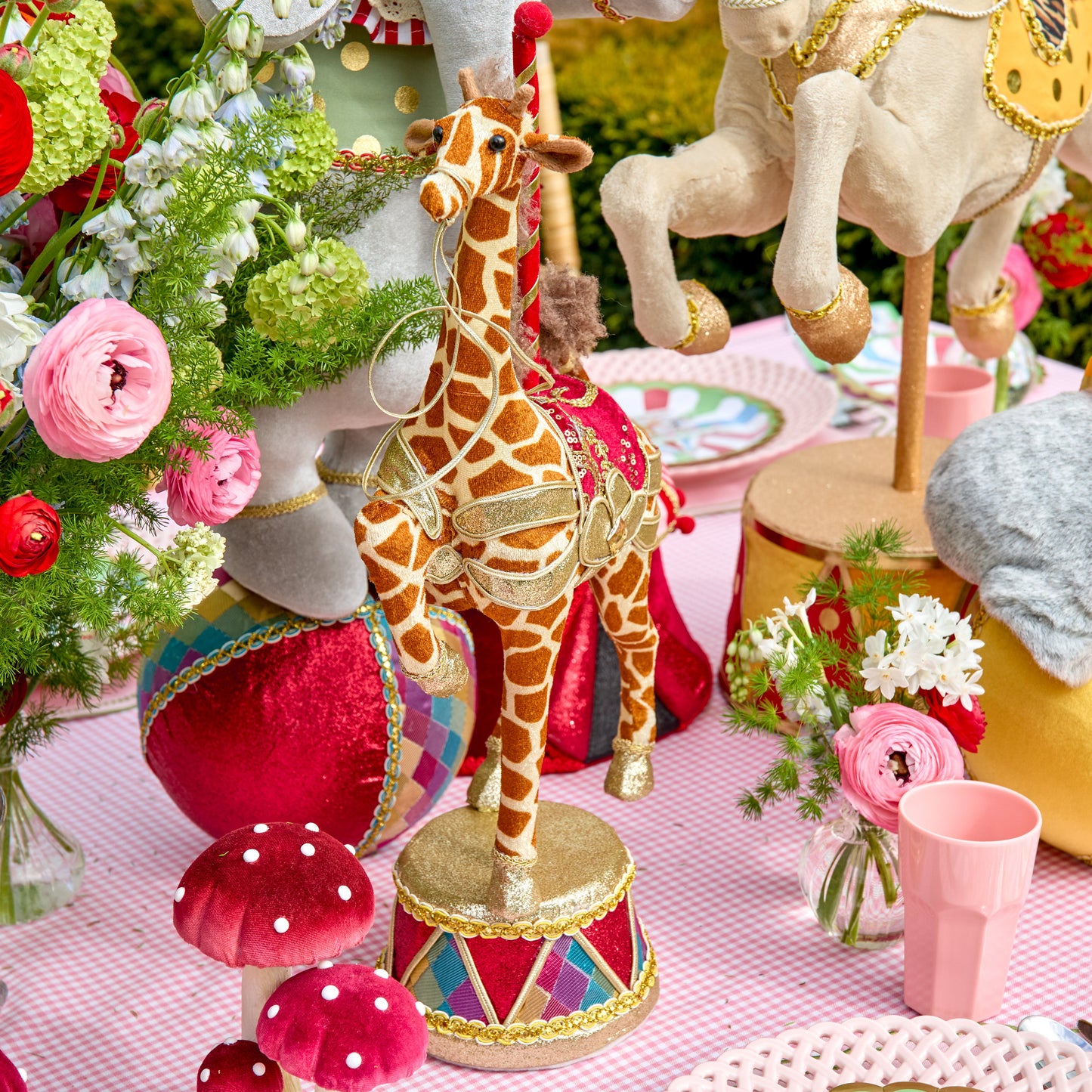 Gilbert Giraffe on Carousel (Pair) - 60cm