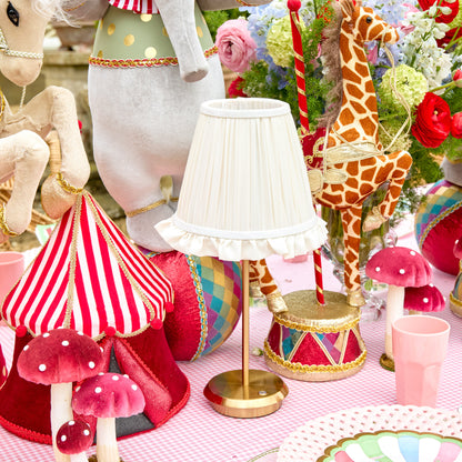 Tall Rechargeable Lamp with Cream Ruffle Shade (18cm)