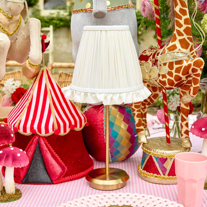Tall Rechargeable Lamp with Cream Ruffle Shade (18cm)