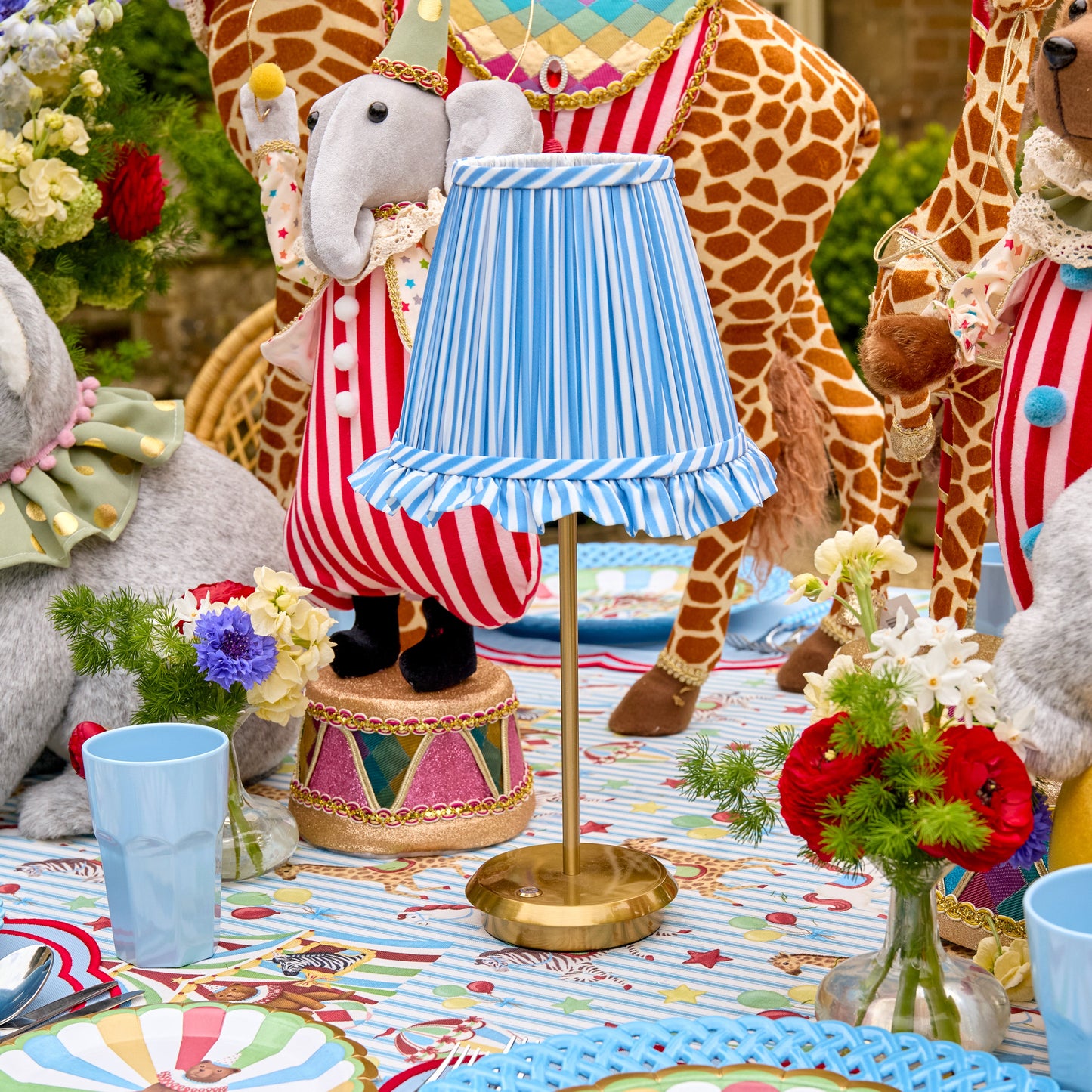 Blue Striped Ruffle Lampshade (18cm)