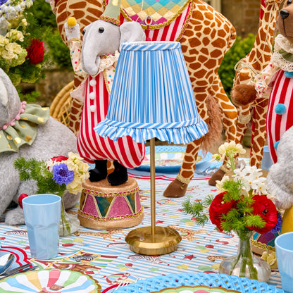 Blue Striped Ruffle Lampshade (18cm)