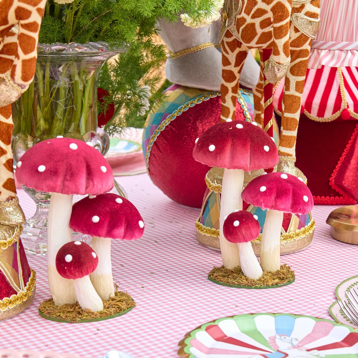 Red Spotted Mushroom Family