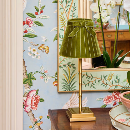 Olive Velvet Bow Lampshade (18cm)