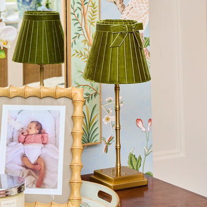 Olive Velvet Bow Lampshade (18cm)