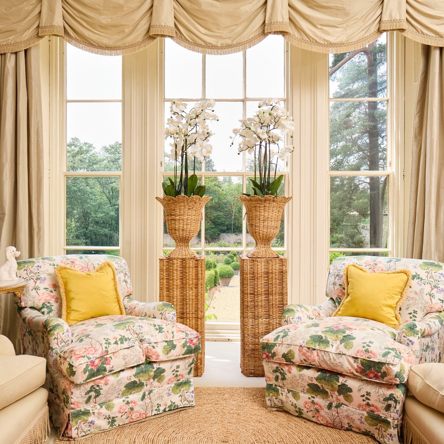 Liliana Scalloped Rattan Urn
