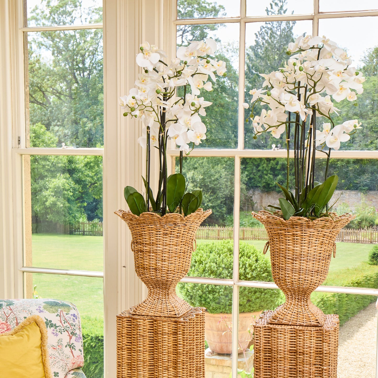 Liliana Scalloped Rattan Urn