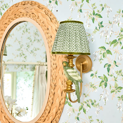 Pair of Olive Parrot Rechargeable Wall Lights with Olive Lotus Shades (18cm)