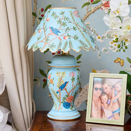 Blue Chinoiserie Lamp with Shade
