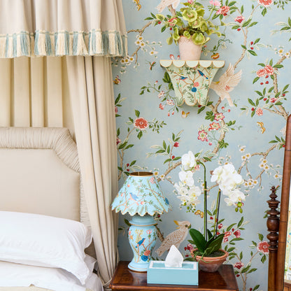 Blue Chinoiserie Lamp with Shade