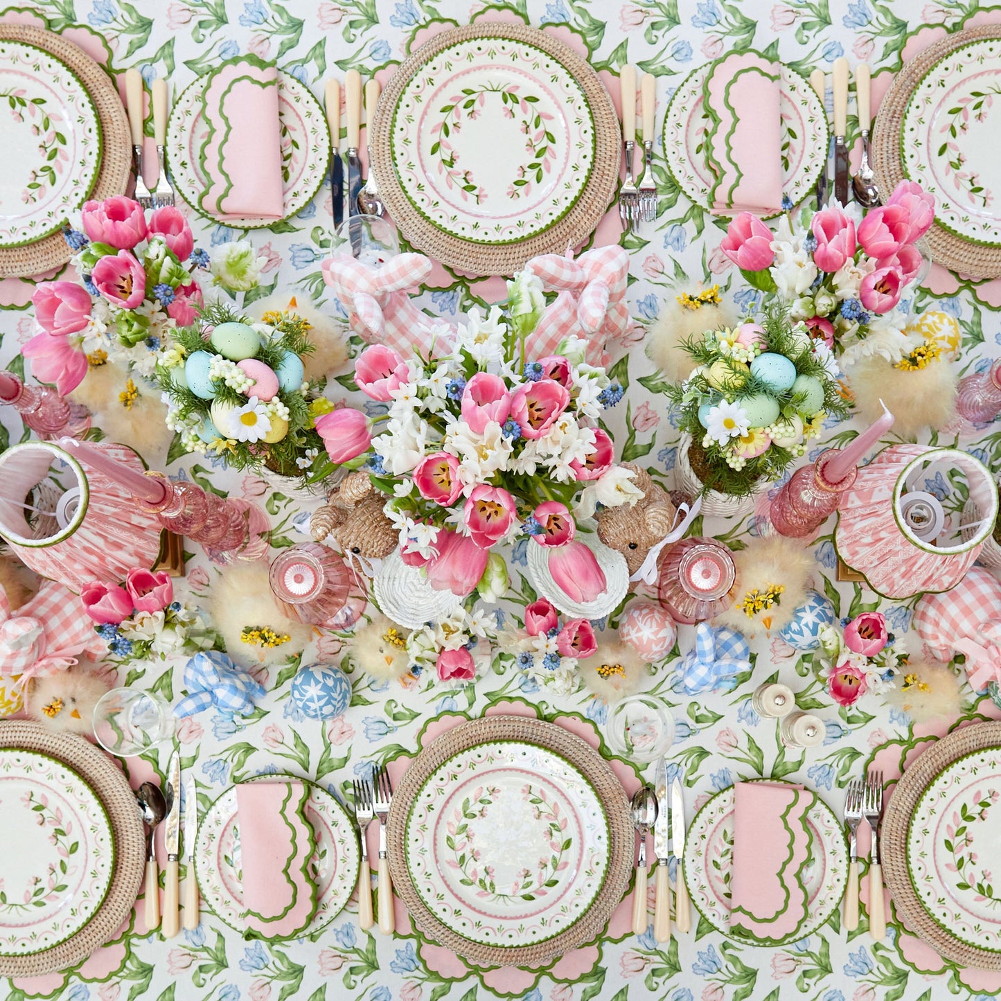 Pink & Green Lily Napkins (Set of 4)