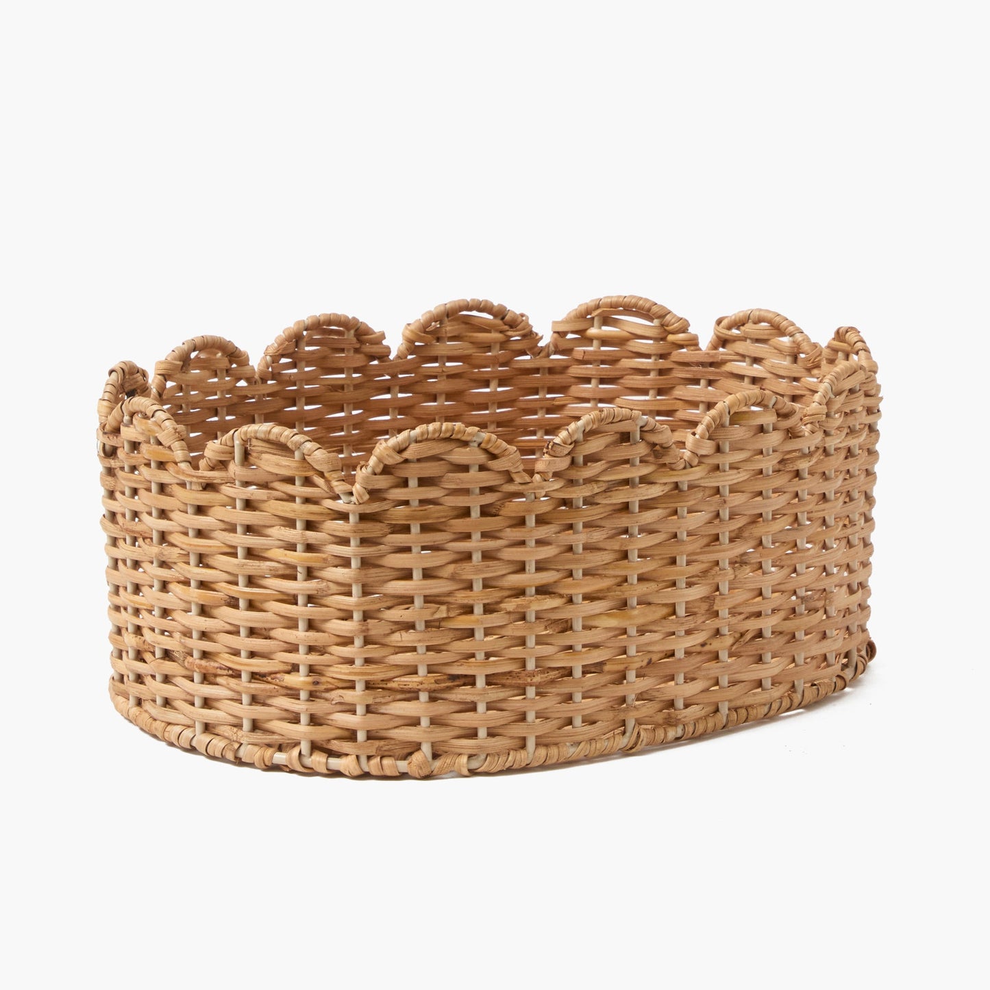 Oval Scalloped Rattan Baskets (Set of 3)