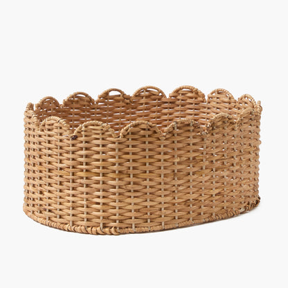 Oval Scalloped Rattan Baskets (Set of 3)