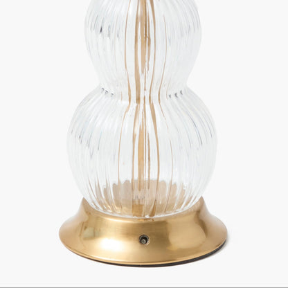 Glass Bardot Rechargeable Lamp with Putty Lotus Ruffle Shade (18cm)
