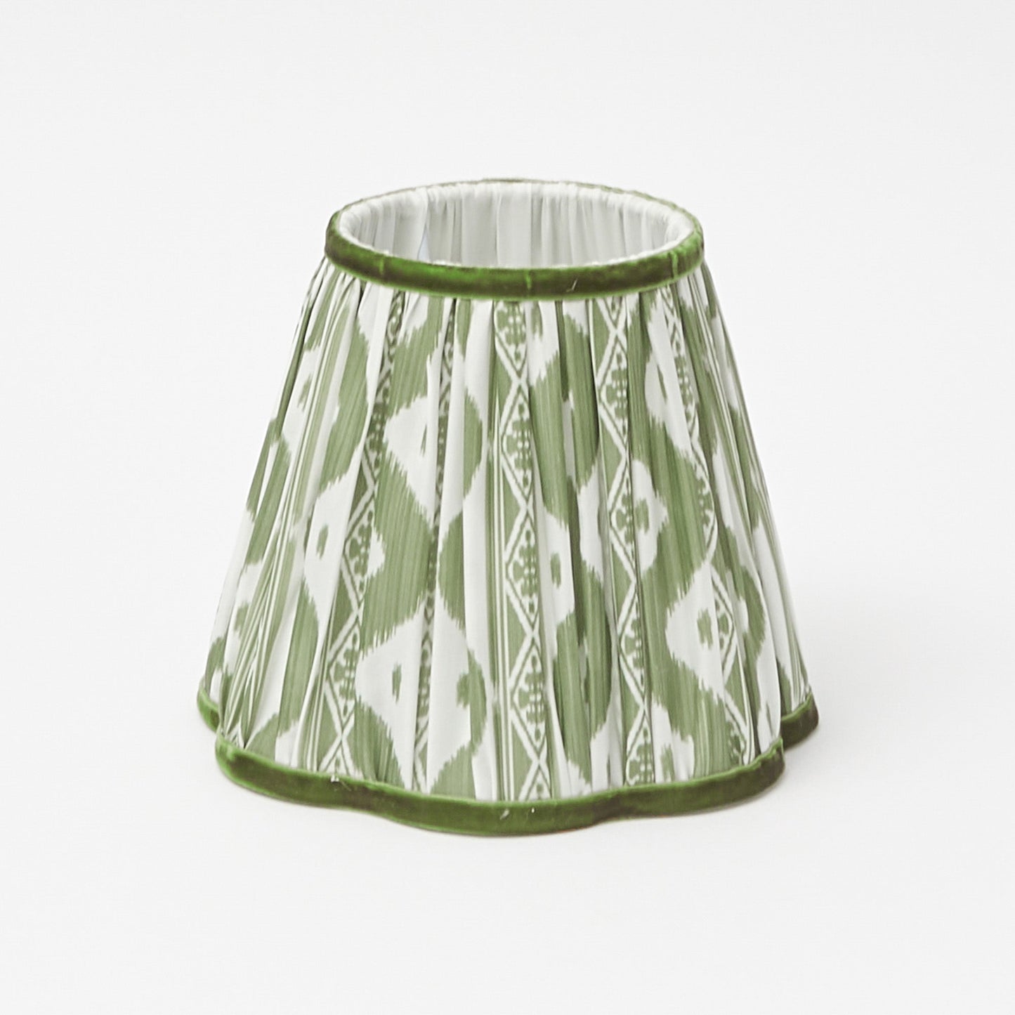 Tall Rechargeable Lamp with Olive Ikat Shade (18cm)