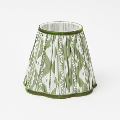 Tall Rechargeable Lamp with Olive Ikat Shade (18cm)