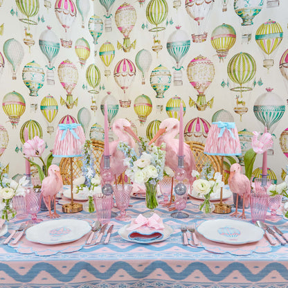 Pink & Blue Sarah Hot Air Balloon Embroidered Napkins (Set of 4)