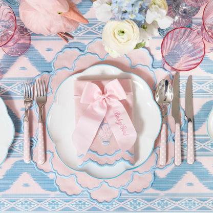 Pink & Blue Sarah Hot Air Balloon Embroidered Napkins (Set of 4)
