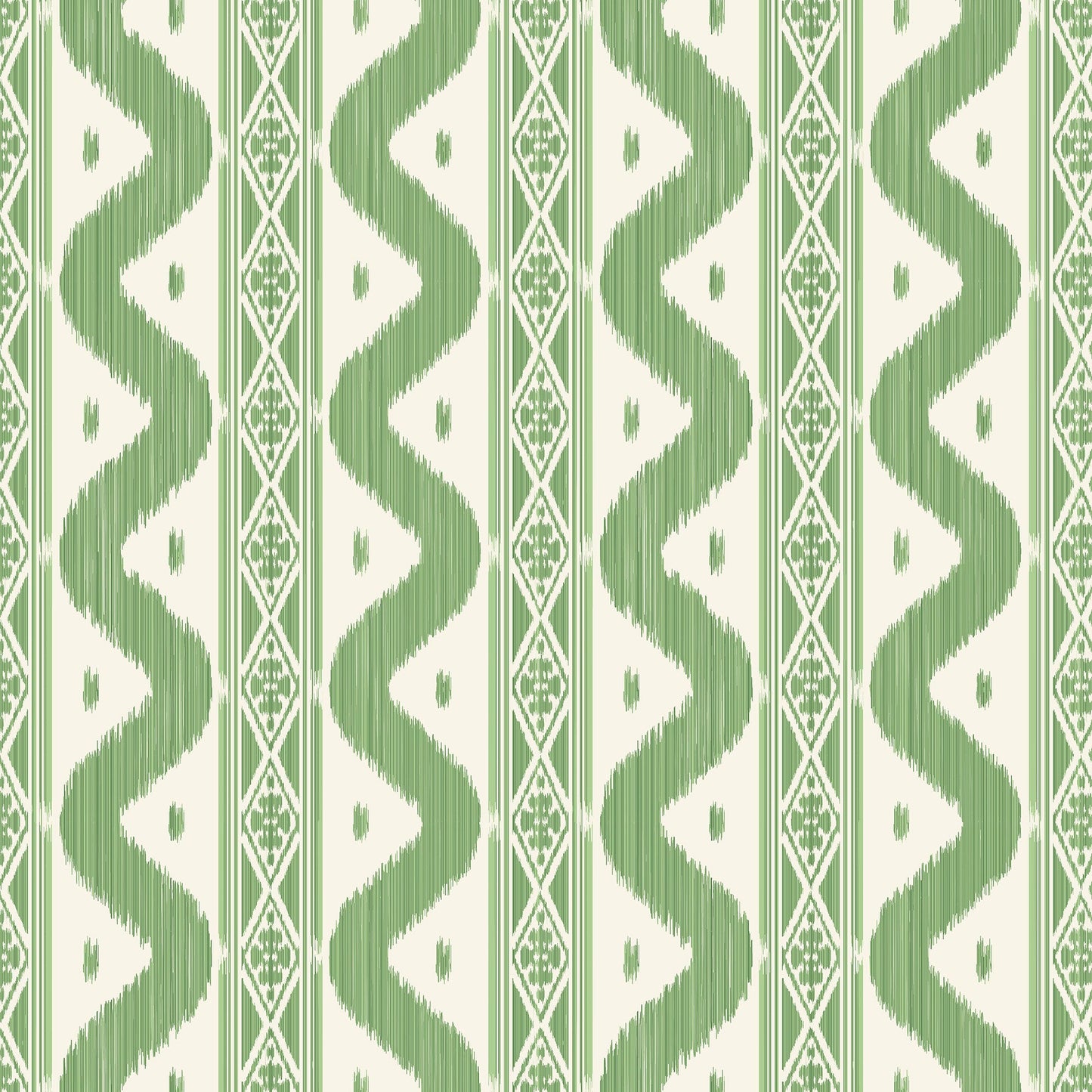 Green Ikat Stripe Wallpaper