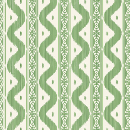 Green Ikat Stripe Wallpaper