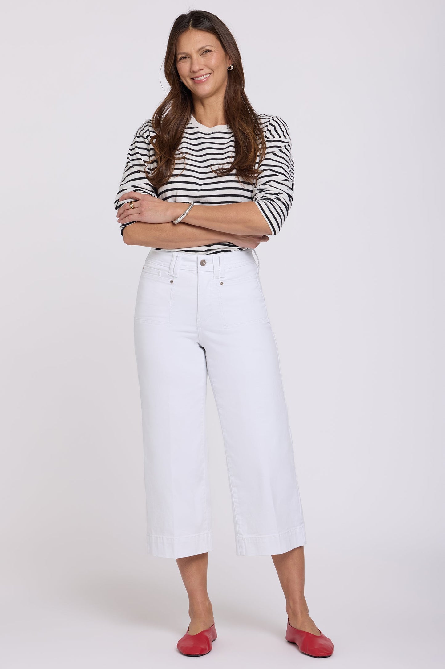 Brigitte Wide Leg Capri Jeans - Optic White