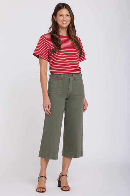 Brigitte Wide Leg Capri Jeans - Desert Green