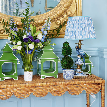 Blue Parrot Lamp with Blue Ikat Shade (30cm)
