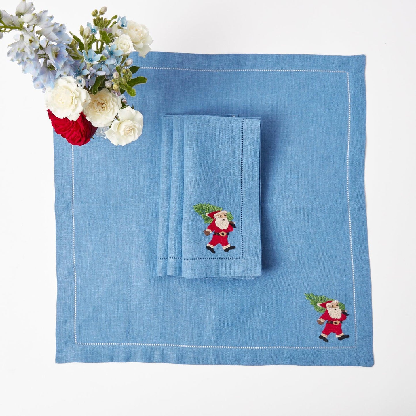 Blue & Red Eloise Placemats & Father Christmas Napkins (Set of 4)