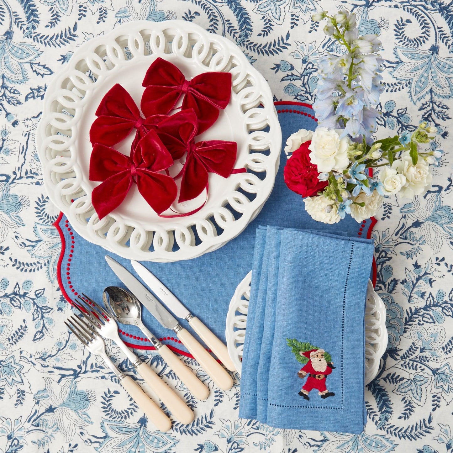 Blue & Red Eloise Placemats (Set of 4)