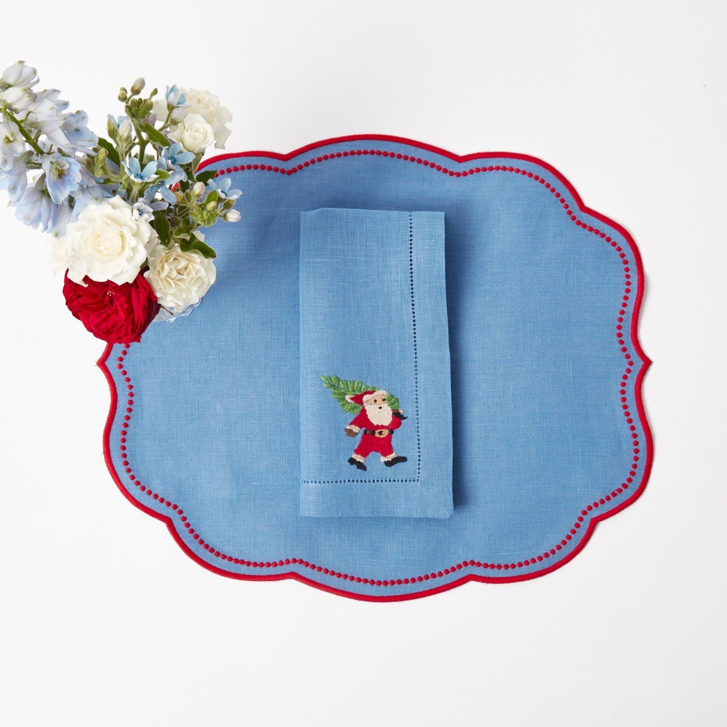 Blue & Red Eloise Placemats & Father Christmas Napkins (Set of 4)