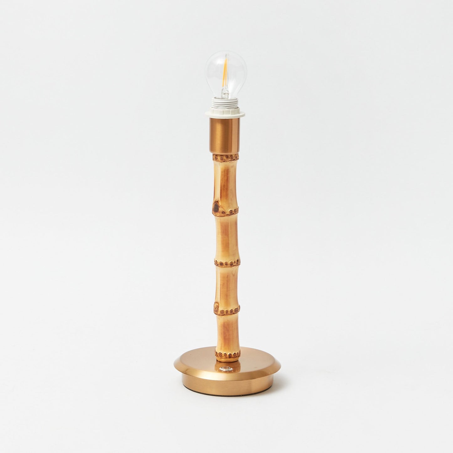 Bamboo Rechargeable Lamp with Blue Ikat Shade (18cm)