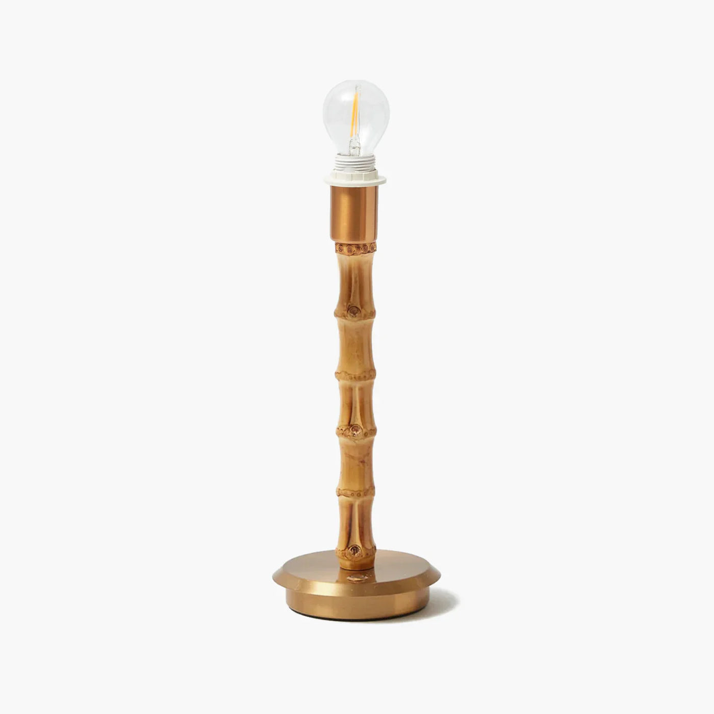 Bamboo Rechargeable Lamp with Putty Lotus Shade (18cm)