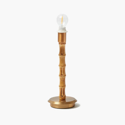 Bamboo Rechargeable Lamp with Pink Ikat Shade (18cm)