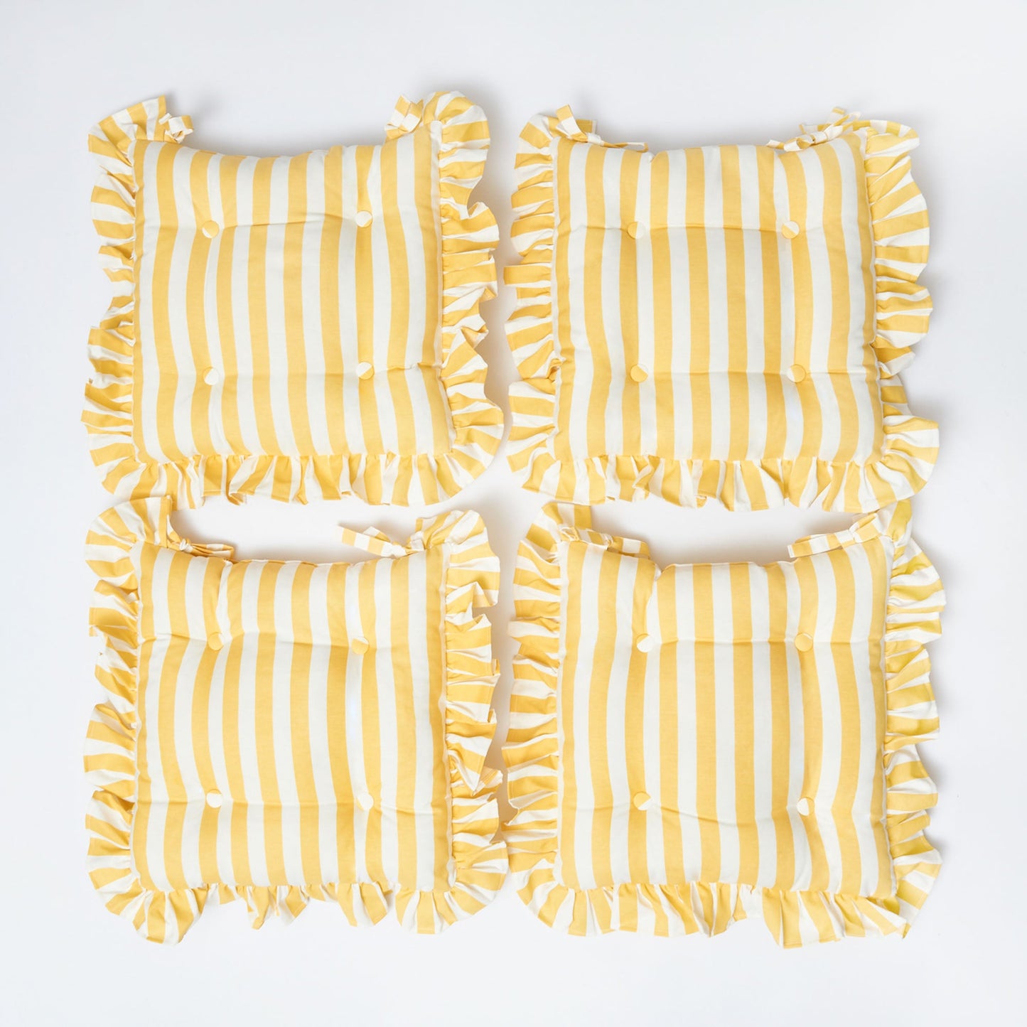 Frilled Yellow Stripe Seat Pad Cushion