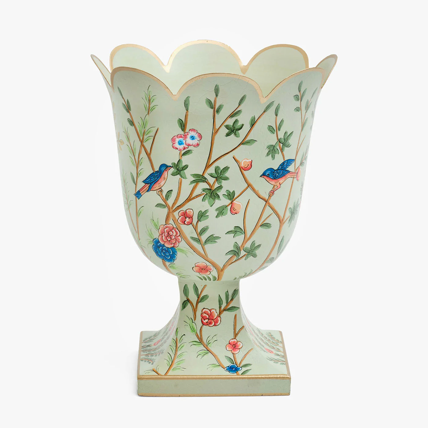 Green Chinoiserie Small Tole Urn Vase