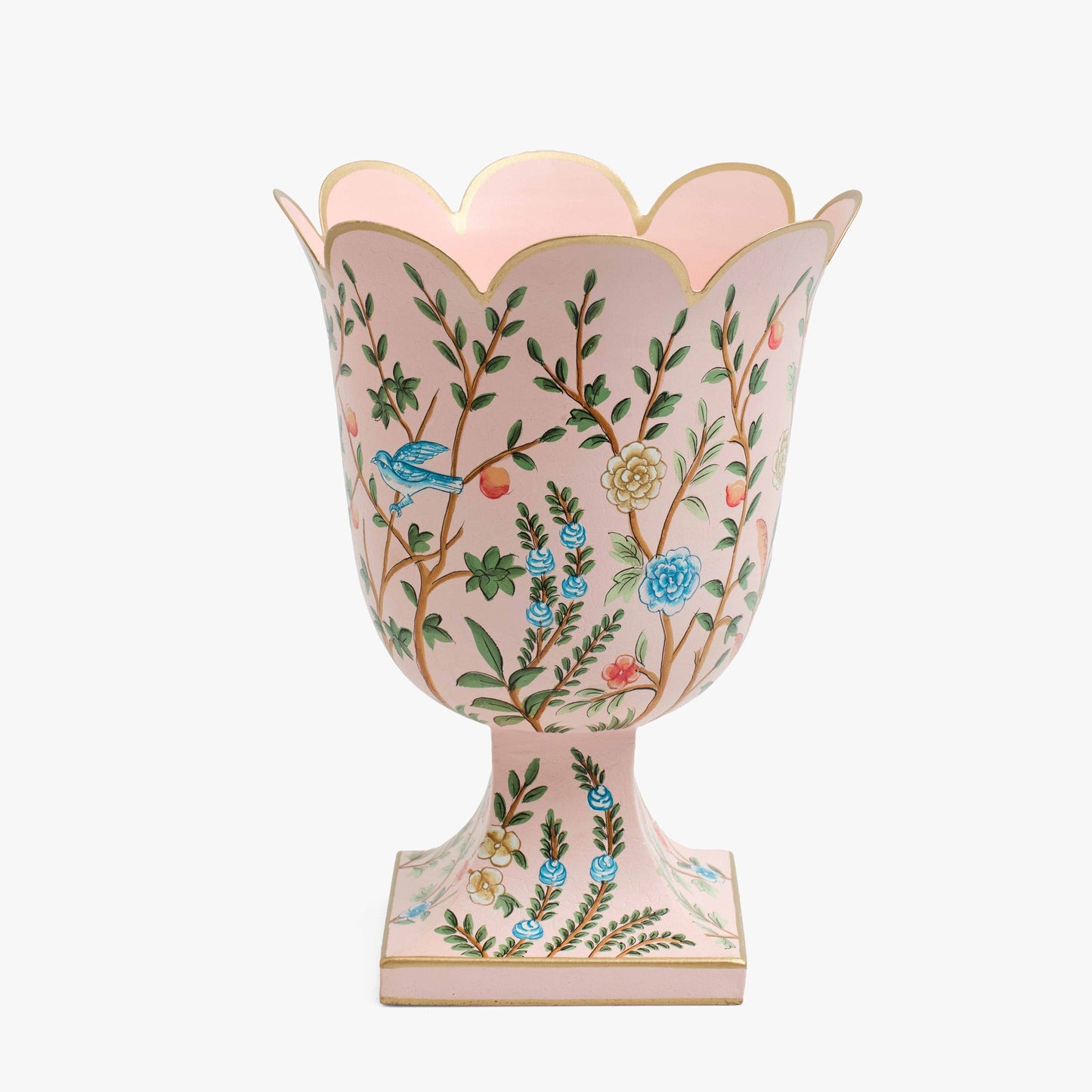 Pink Small Chinoiserie Tole Urn Vase