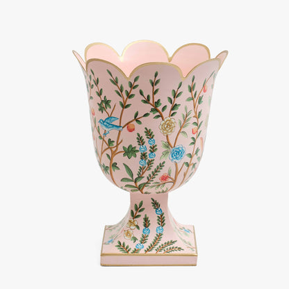 Pink Small Chinoiserie Tole Urn Vase