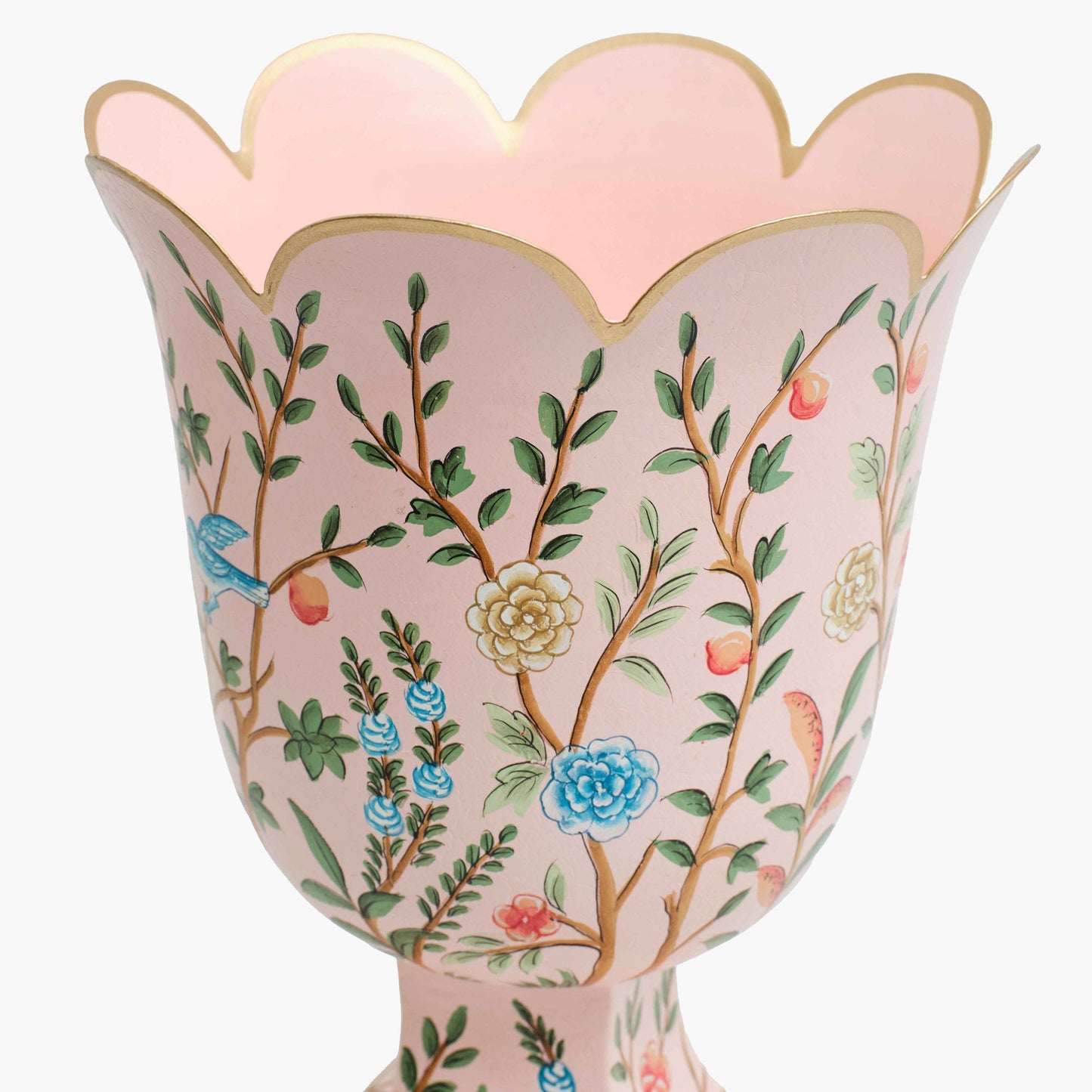 Pink Small Chinoiserie Tole Urn Vase