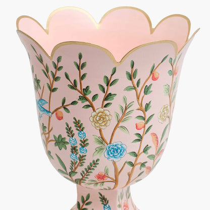 Pink Small Chinoiserie Tole Urn Vase