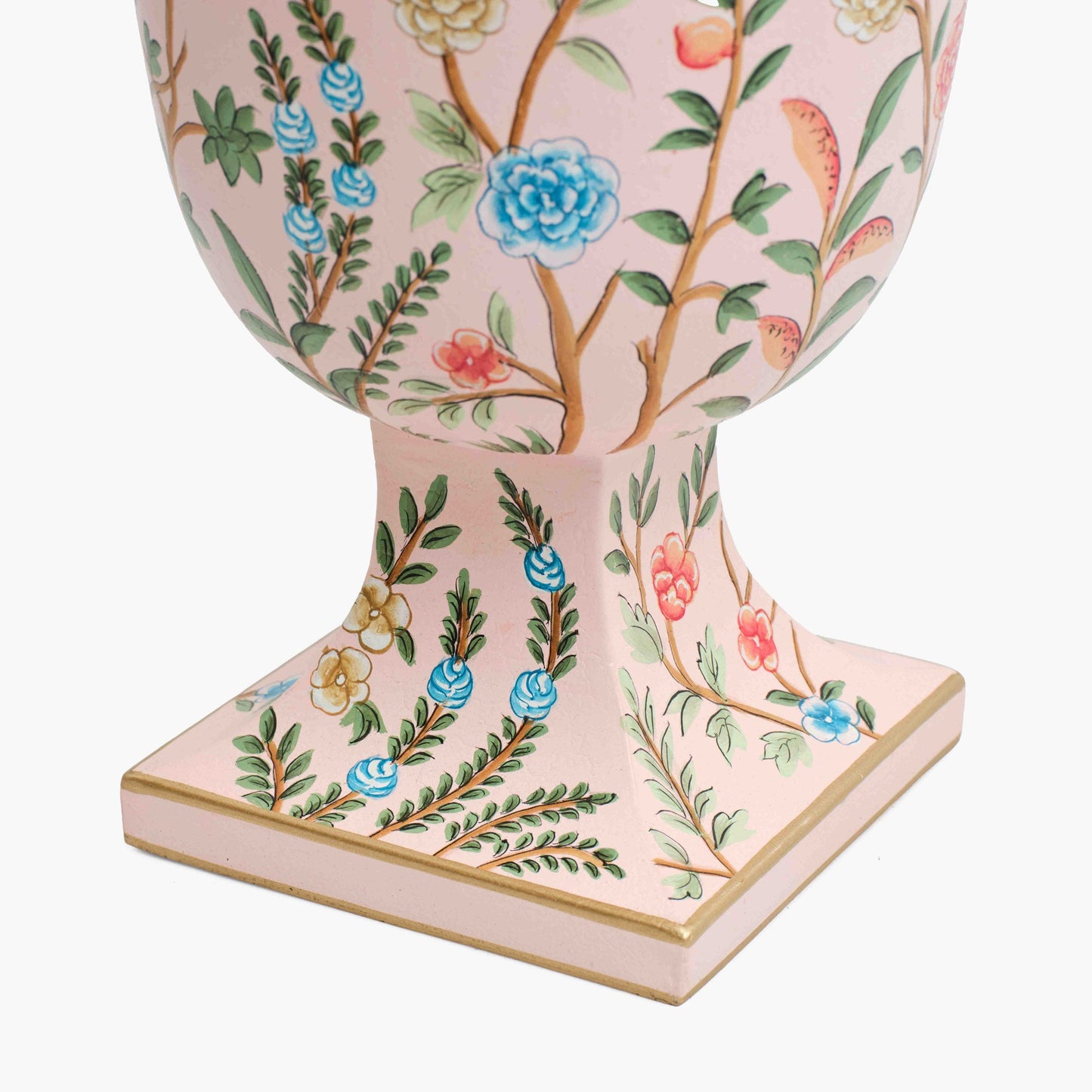 Pink Small Chinoiserie Tole Urn Vase