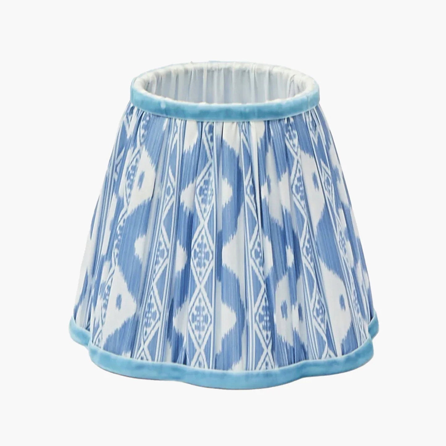 Bamboo Rechargeable Lamp with Blue Ikat Shade (18cm)