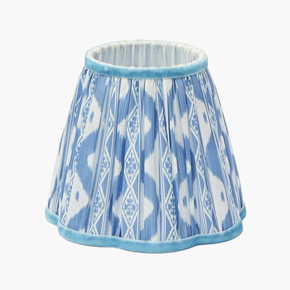 Bamboo Rechargeable Lamp with Blue Ikat Shade (18cm)