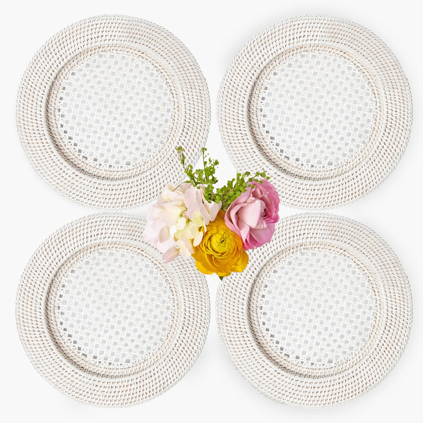 White Rattan Charger Plates (Set of 4)