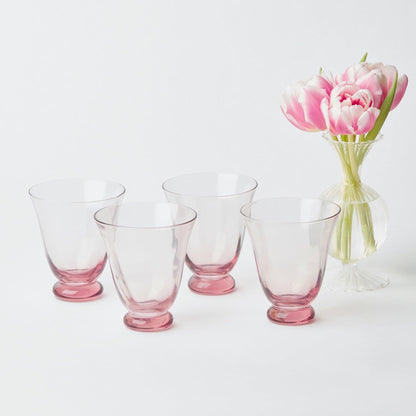 Pink Tulip Water Glasses (Set of 4)