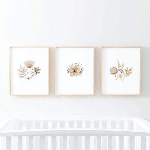 Navie's Neutral Floral Bundled Digital Nursery Wall Art
