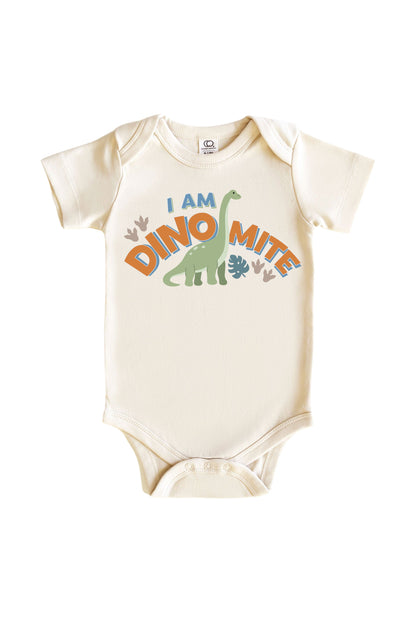 I Am Dino-mite Neutral Graphic Bodysuit & Kids Tee | Natural