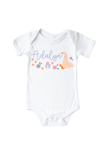 Personalized Loosey Goose Graphic Bodysuit & Kids Tee | White