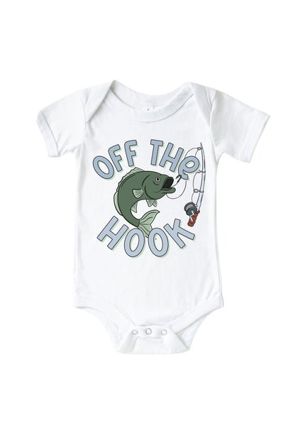 Off the Hook Graphic Bodysuit & Kids Tee | White