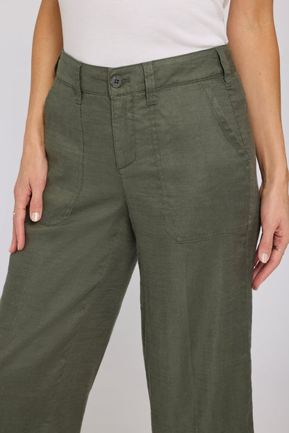 Wide Leg Cargo Capri Pants In Petite - Desert Green