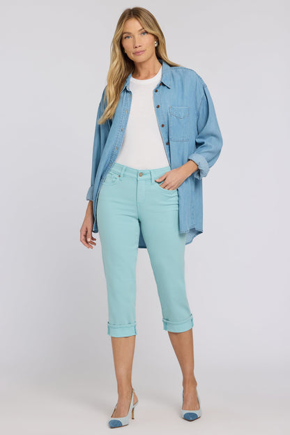 Marilyn Straight Crop Jeans In Petite - Aqua Haze
