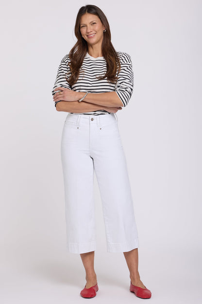 Brigitte Wide Leg Capri Jeans In Petite - Optic White